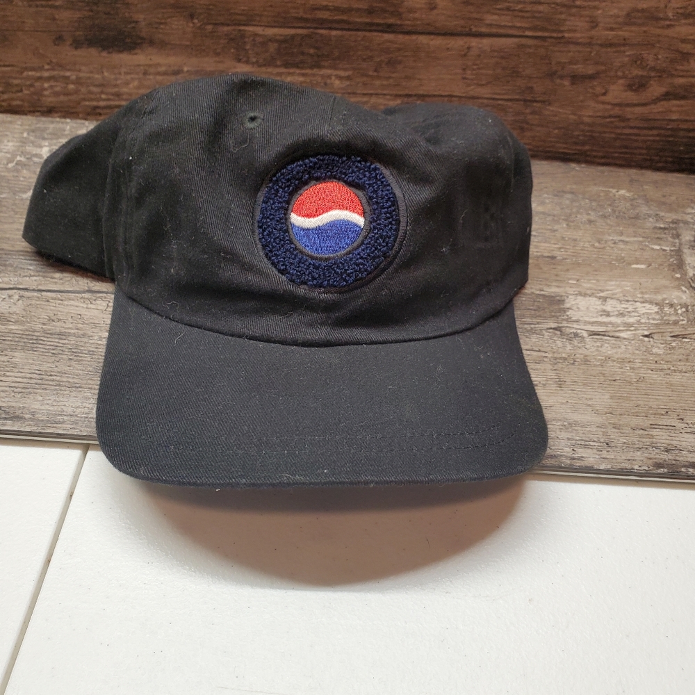 PEPSI Vintage 90s Logo Hat Men's Snapback Black Baseball Cap Advertising Soda